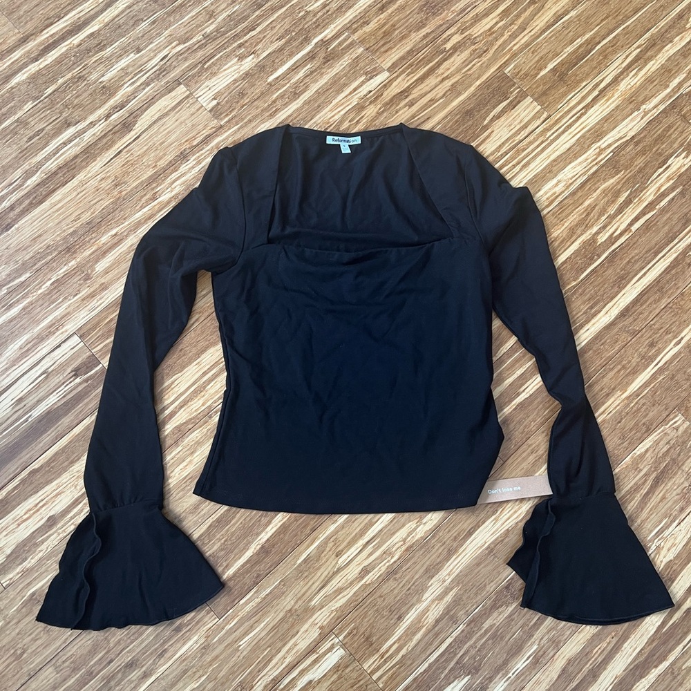 Reformation knit Black Long Sleeve Top